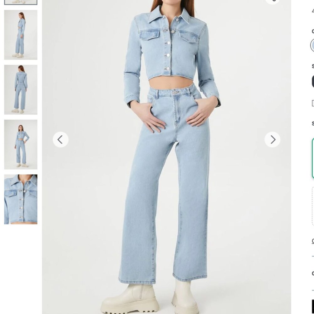 100% Cotton Denim Cutout Straight-Leg Jumpsuit